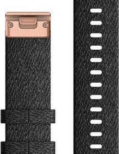 Garmin QuickFit - Uhrarmband für Smartwatch - Heathered Black, Teile in Rotgold - für fenix 6S Pro, Sapphire